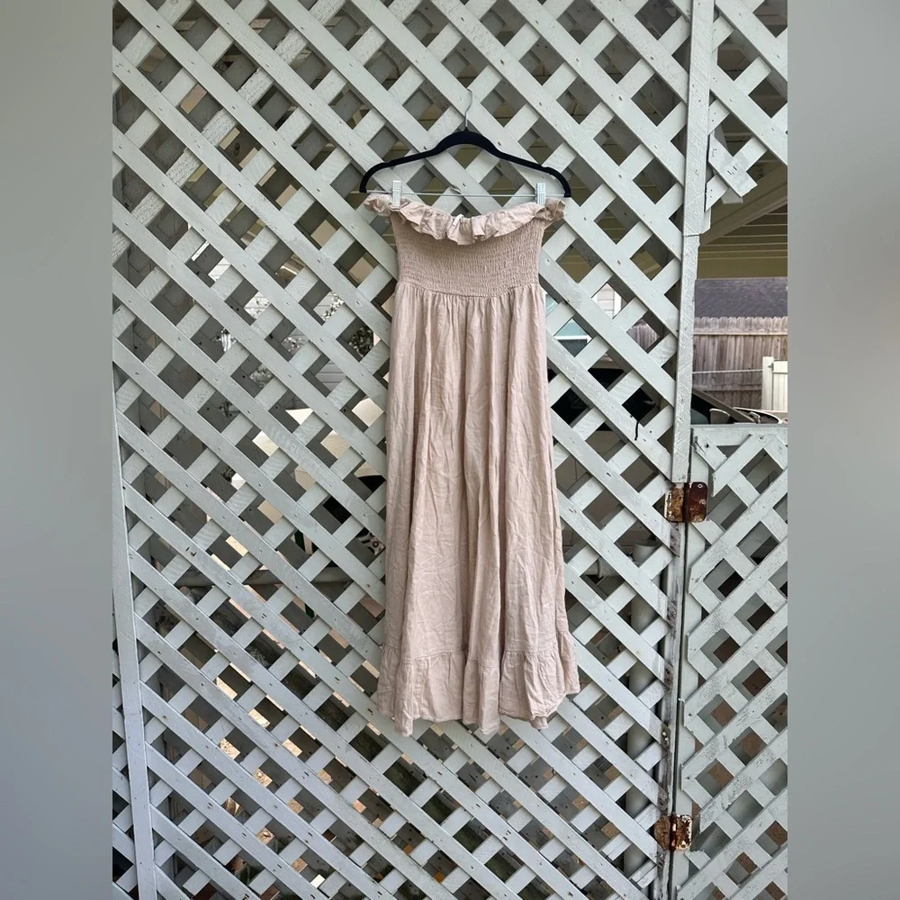 COPY - Free people Lush Life Linen Strapless Midi Dress